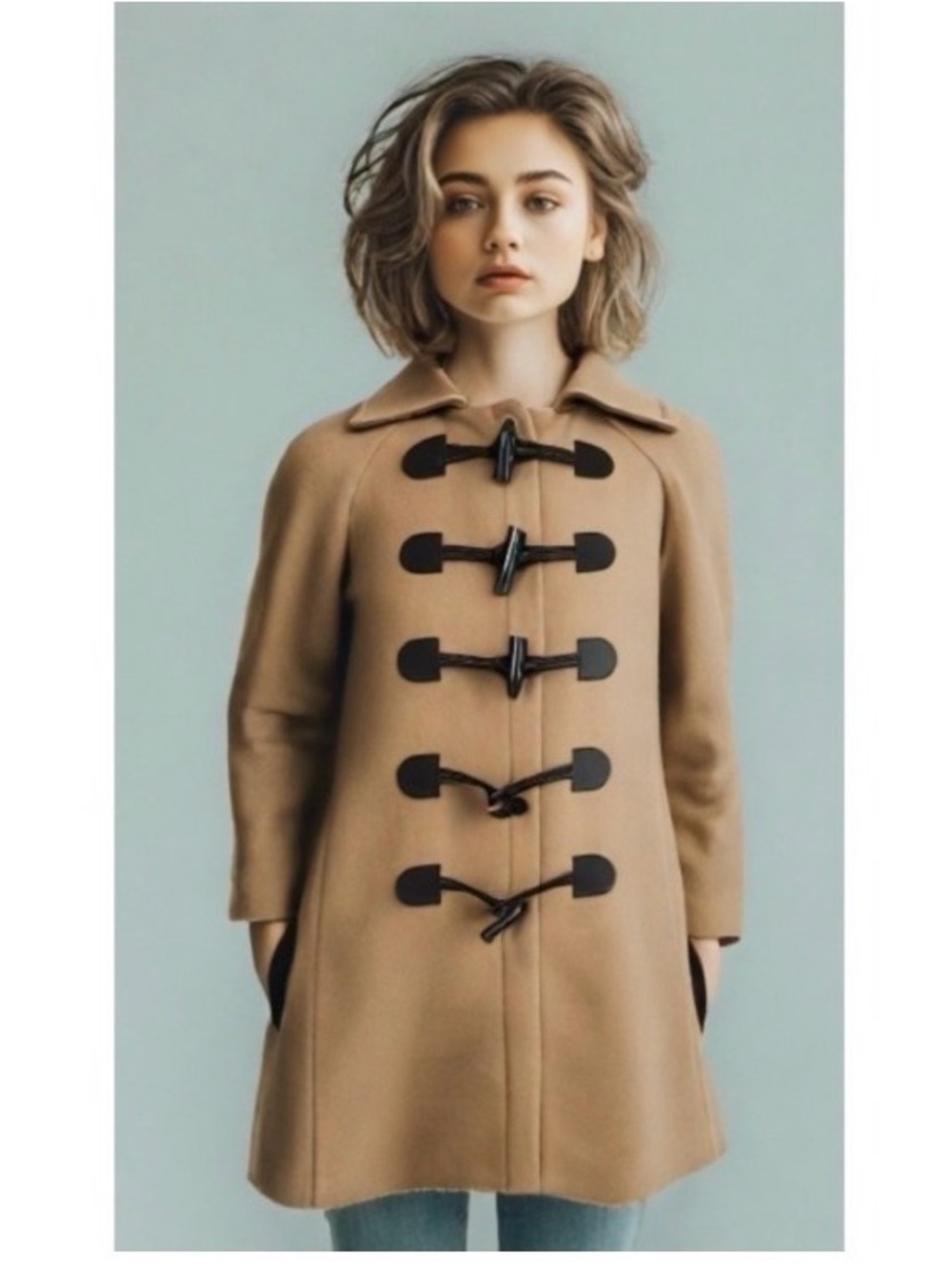 Anthropologie Elevenses Tan Wool Toggle Coat xs 2